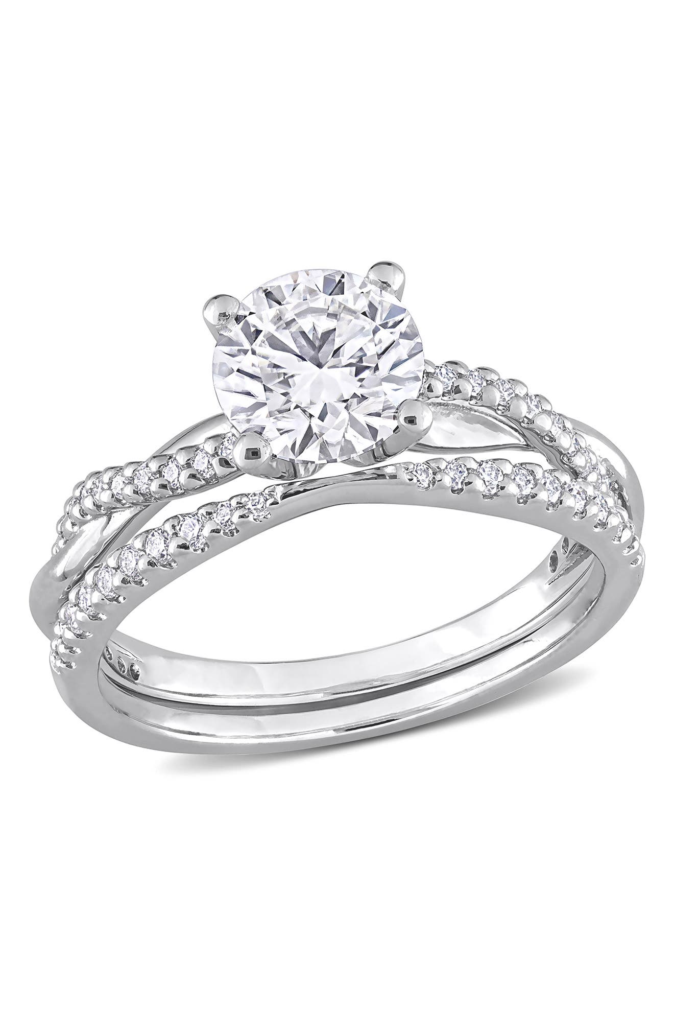 DELMAR Sterling Silver Created Moissanite Dew Ring