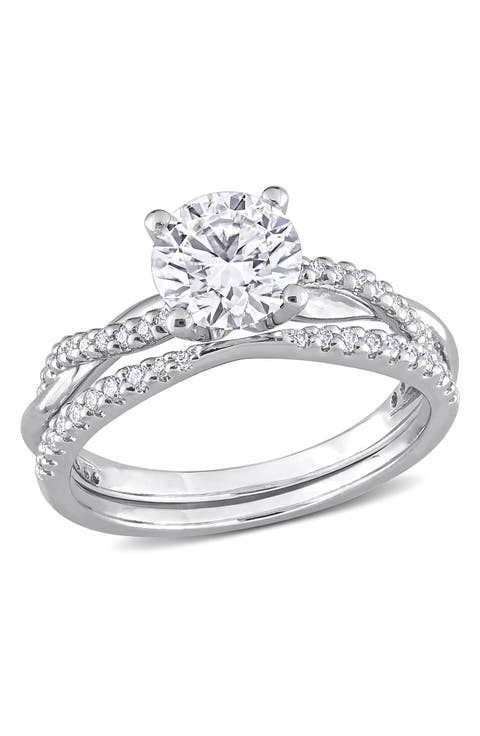 Sterling Silver Created Moissanite Dew Ring