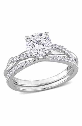 DELMAR Sterling Silver Created Moissanite Dew Ring