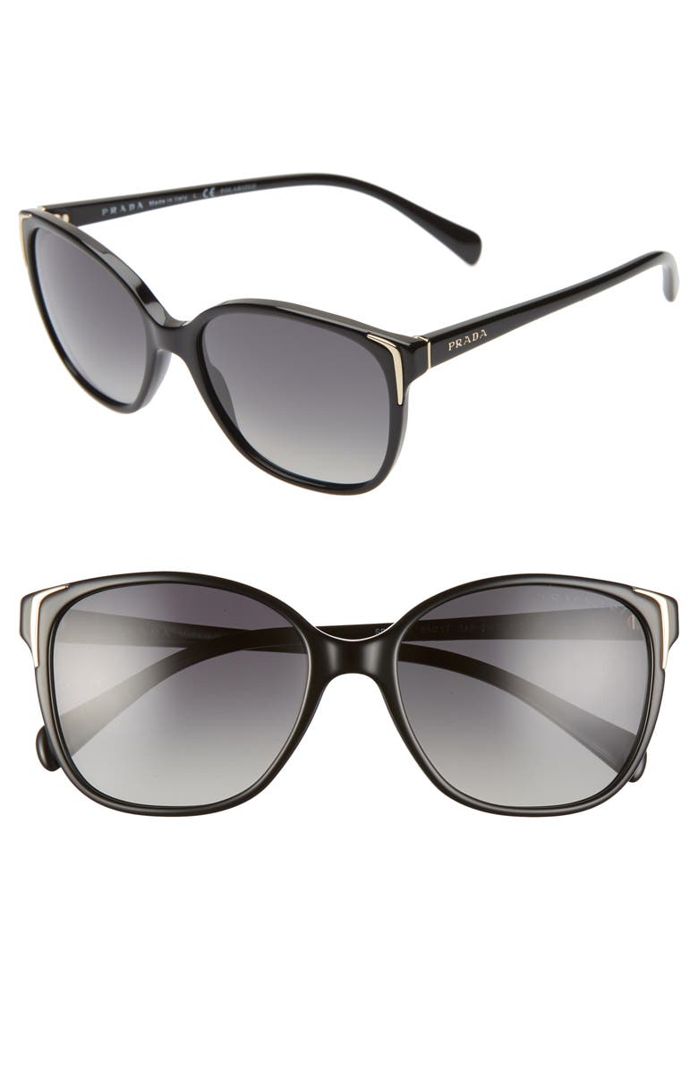 Prada 55mm Polarized Cat Eye Sunglasses, Main, color,