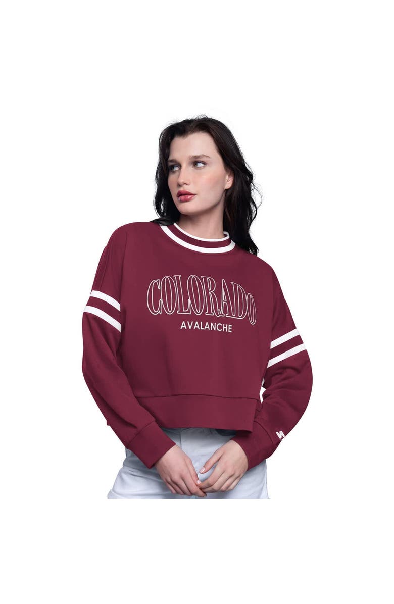STARTER Women's Starter  Burgundy Colorado Avalanche Power Play Cropped Pullover Sweatshirt, Alternate, color, Burgundy