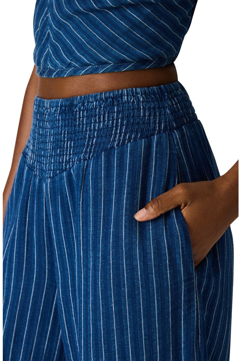 Tillie Stripe Cotton & Linen Balloon Pants, Alternate, color, MIXED INDIGO