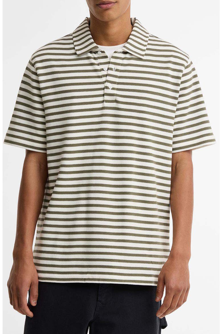 Farlam Textured Stripe Cotton Polo, Main, color, WHISPER WHITE