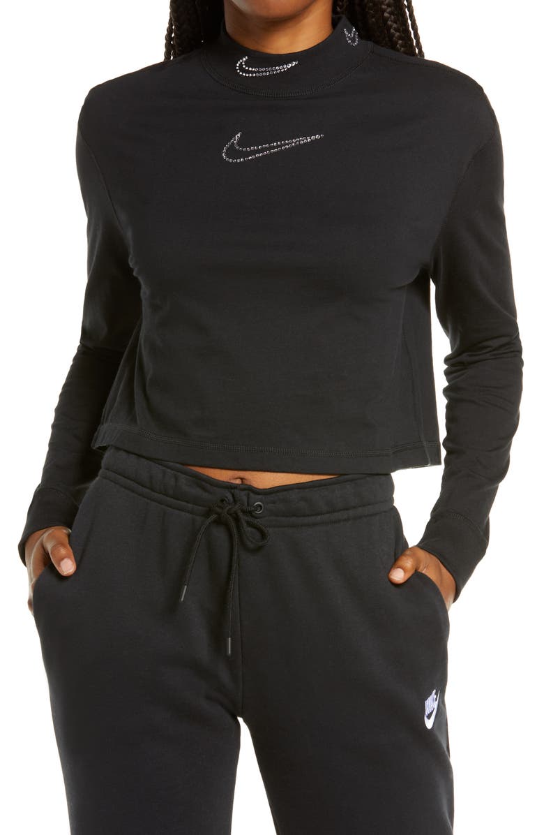 Nike Sportswear Y2K Embellished Mock Neck Crop Top, Main, color,