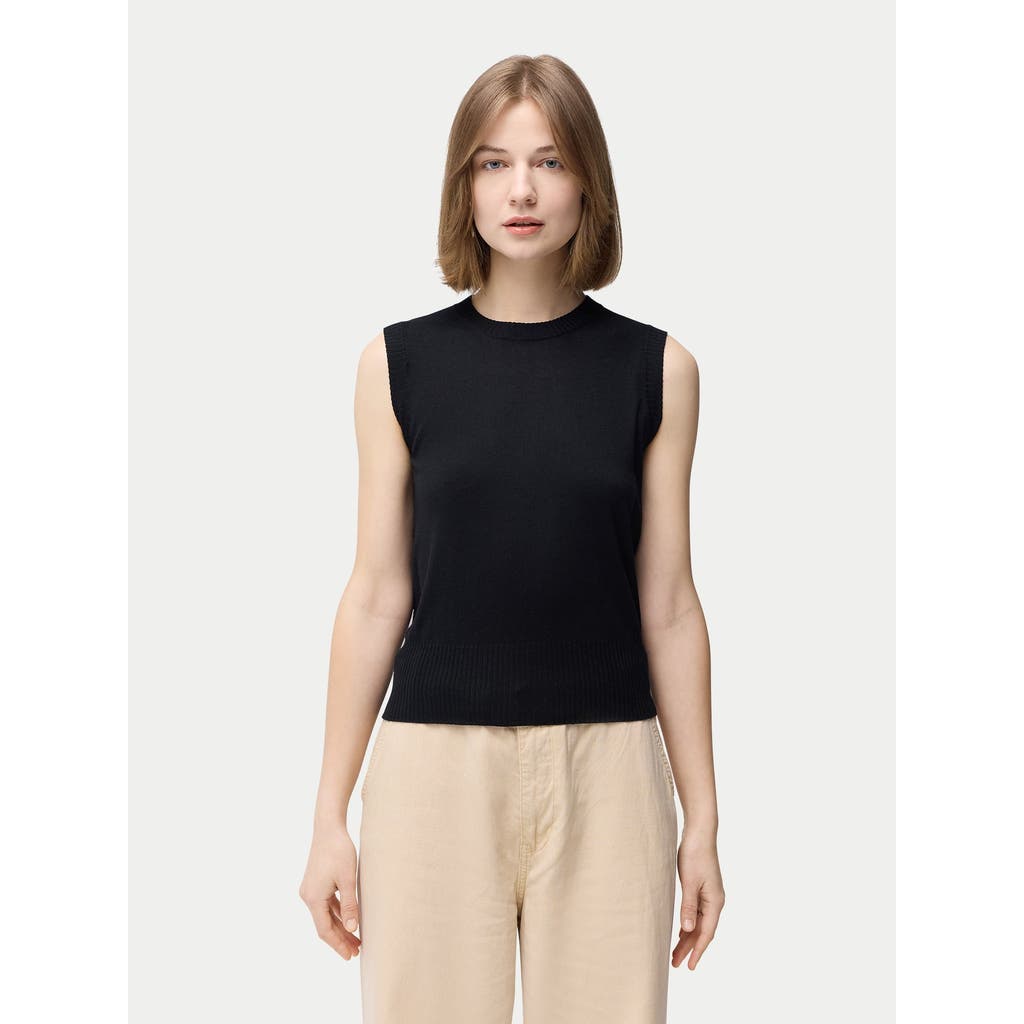 Gobi Mongolian Cashmere Cashmere Silk Sleeveless Top In Black
