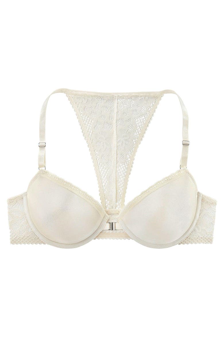 Lace Back T-Shirt Bra, Alternate, color, Cream