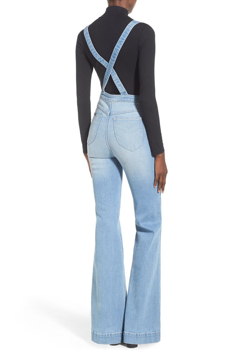 Rolla's 'East Coast' Front Zip Flare Overalls, Alternate, color, BYRON BLUE