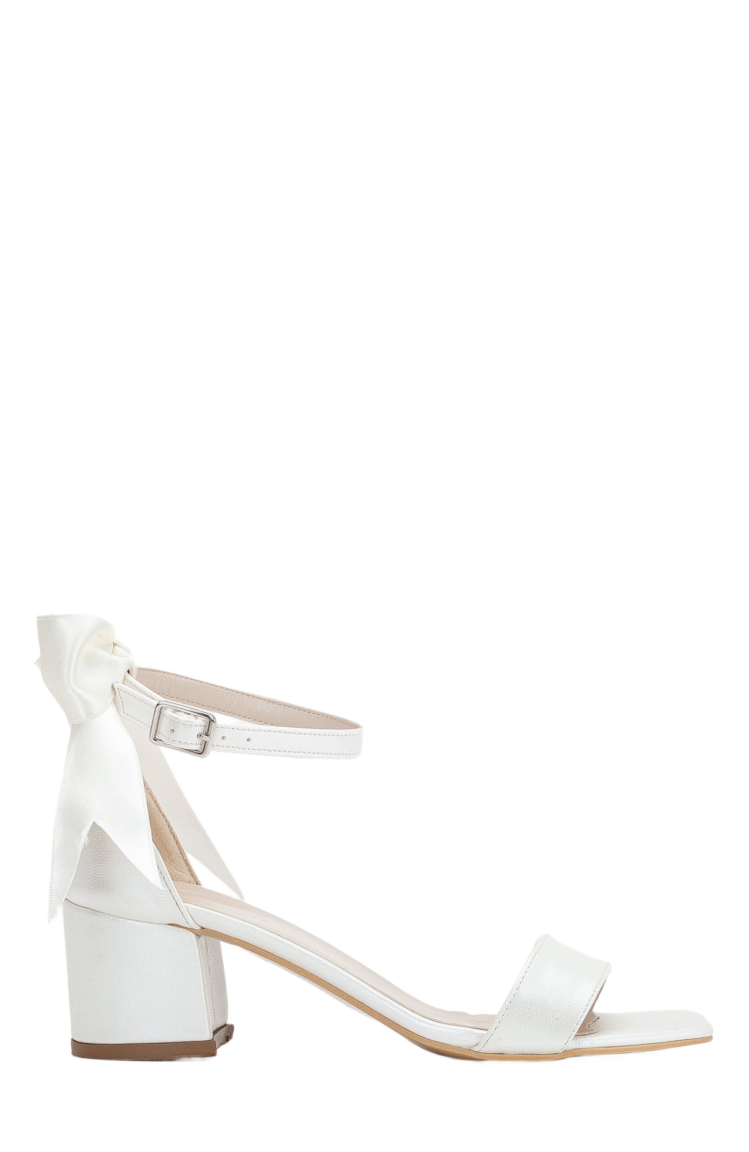 Forever & Always Shoes Rochelle Ivory Bridal Sandals with Ribbon, Main, color, Ivory