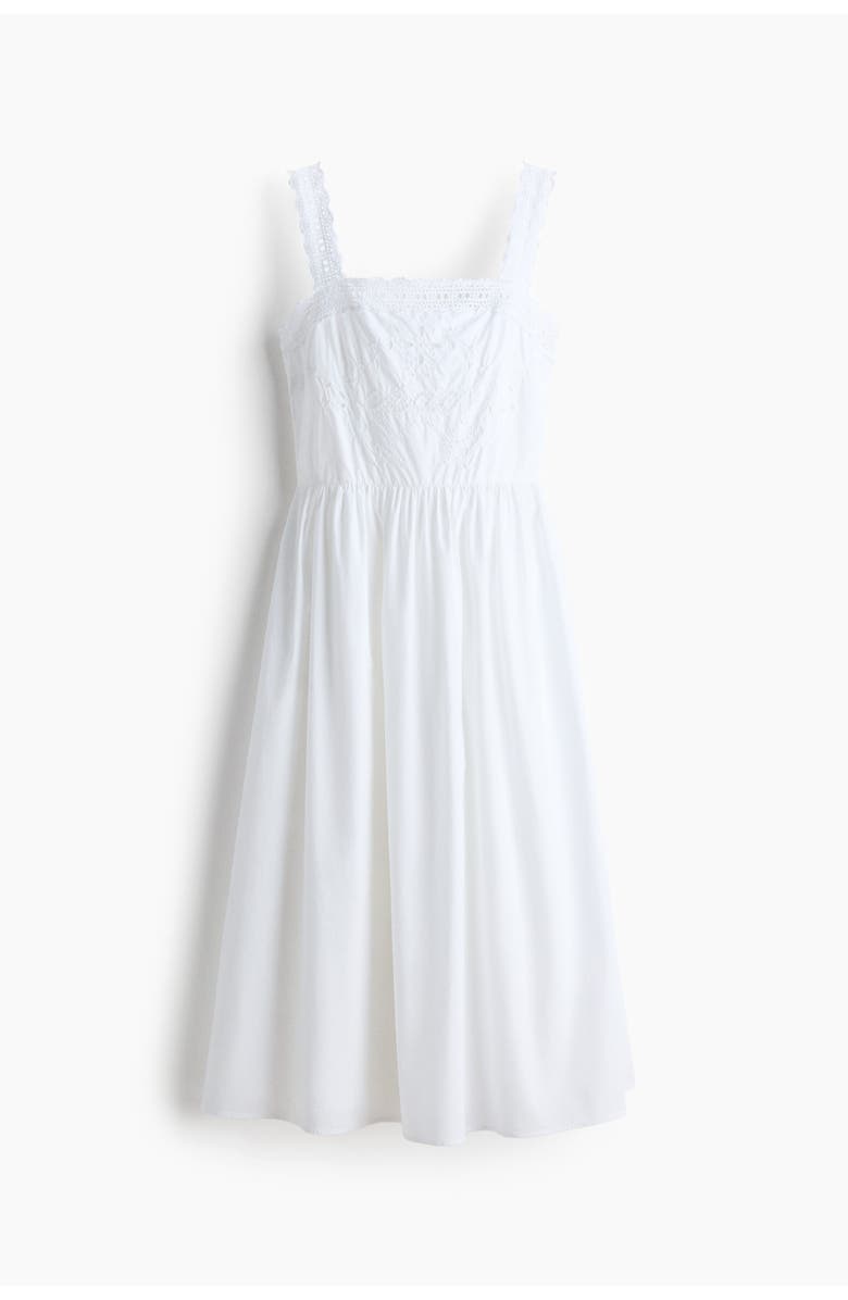 H&M Broderie Anglaise Cotton Dress, Main, color, Ivory