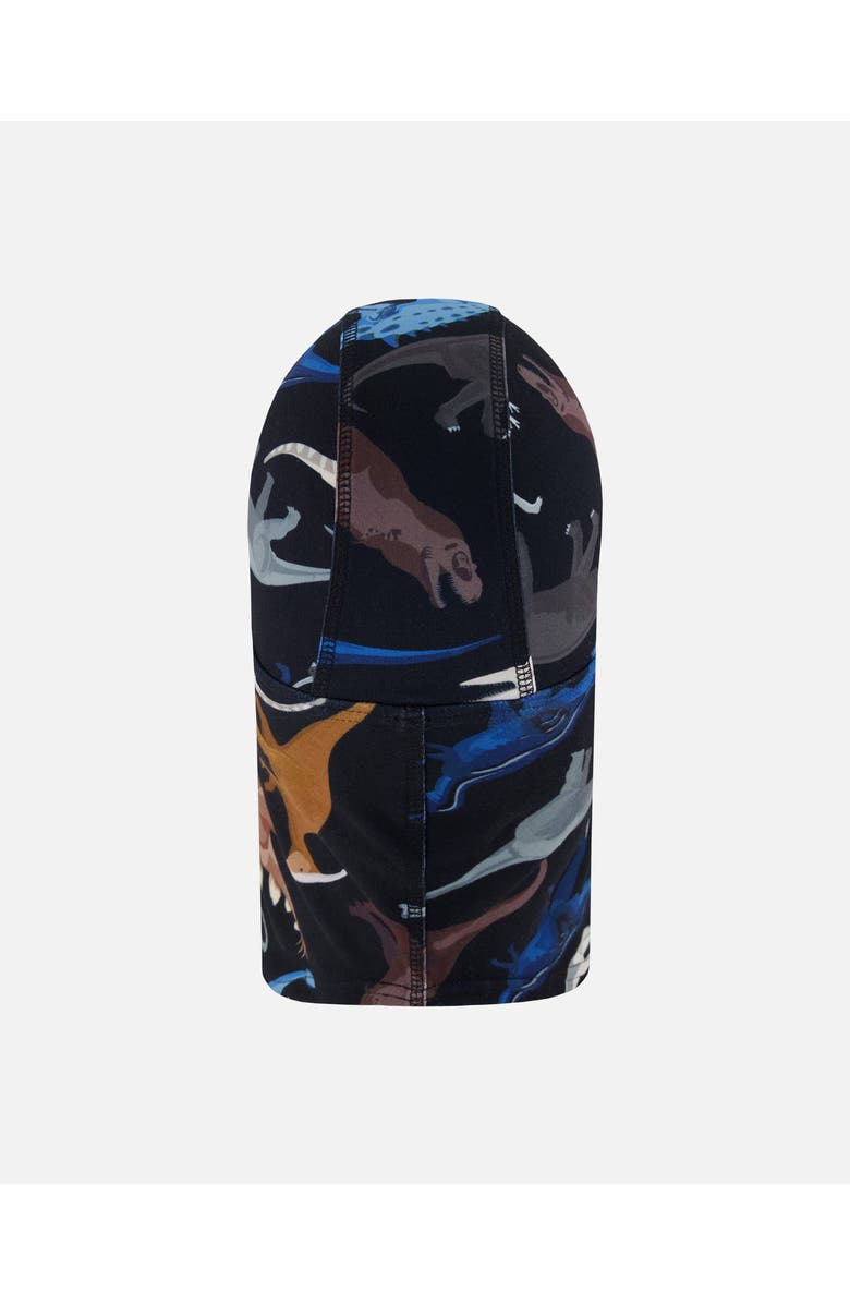 Deux par Deux Brushed Jersey Balaclava Dinosaur, Alternate, color, Black