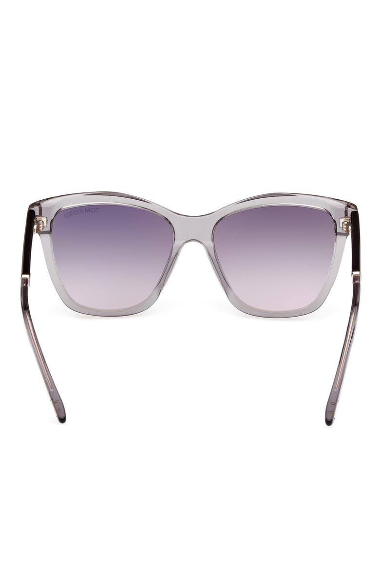 Lucia 54mm Gradient Square Sunglasses, Alternate, color, SHINY GREY BLACK / SMOKE