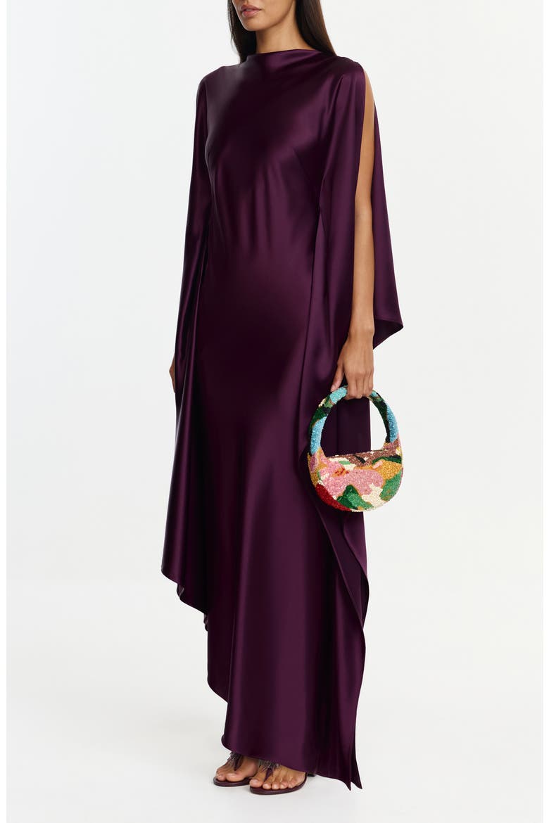 Jarvis Long Sleeve Satin Gown, Alternate, color, FIG