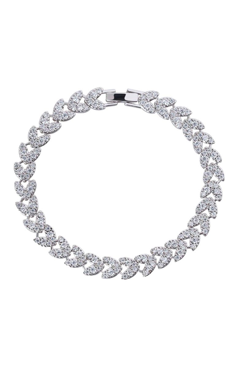 DLORIA Heart Tennis Bracelet with White Diamond Cubic Zirconia, Main, color,
