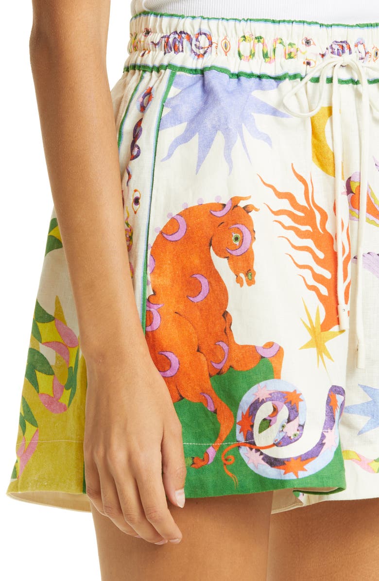 ALEMAIS Seeker Print Linen Shorts, Alternate, color,