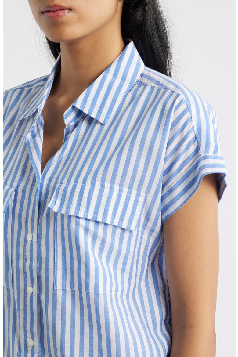 Brianna Stripe Cotton Blend Button-Up Shirt, Alternate, color, BLUE IGUANA