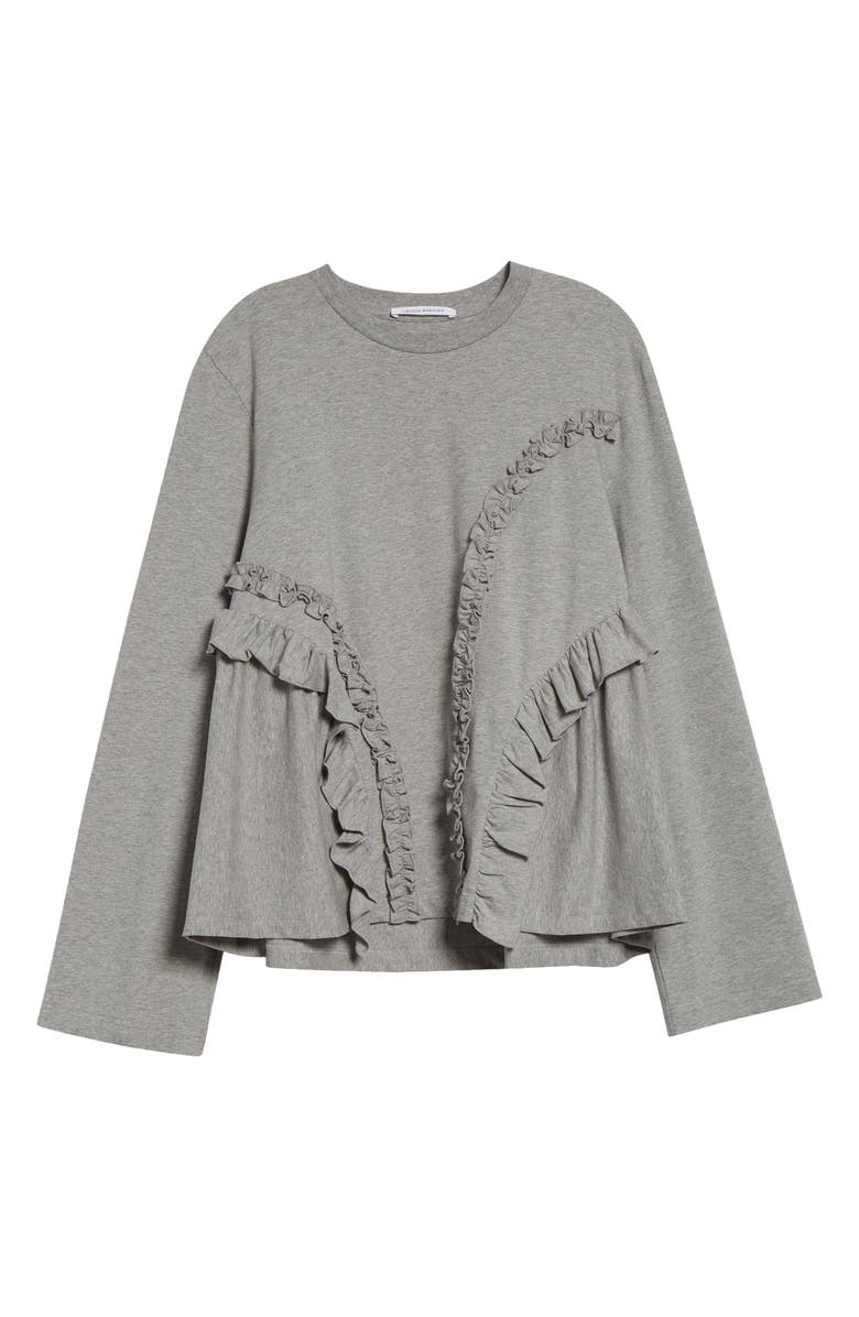 Cecilie Bahnsen Alva Ruffle T-Shirt, Main, color, Grey Melange Jersey