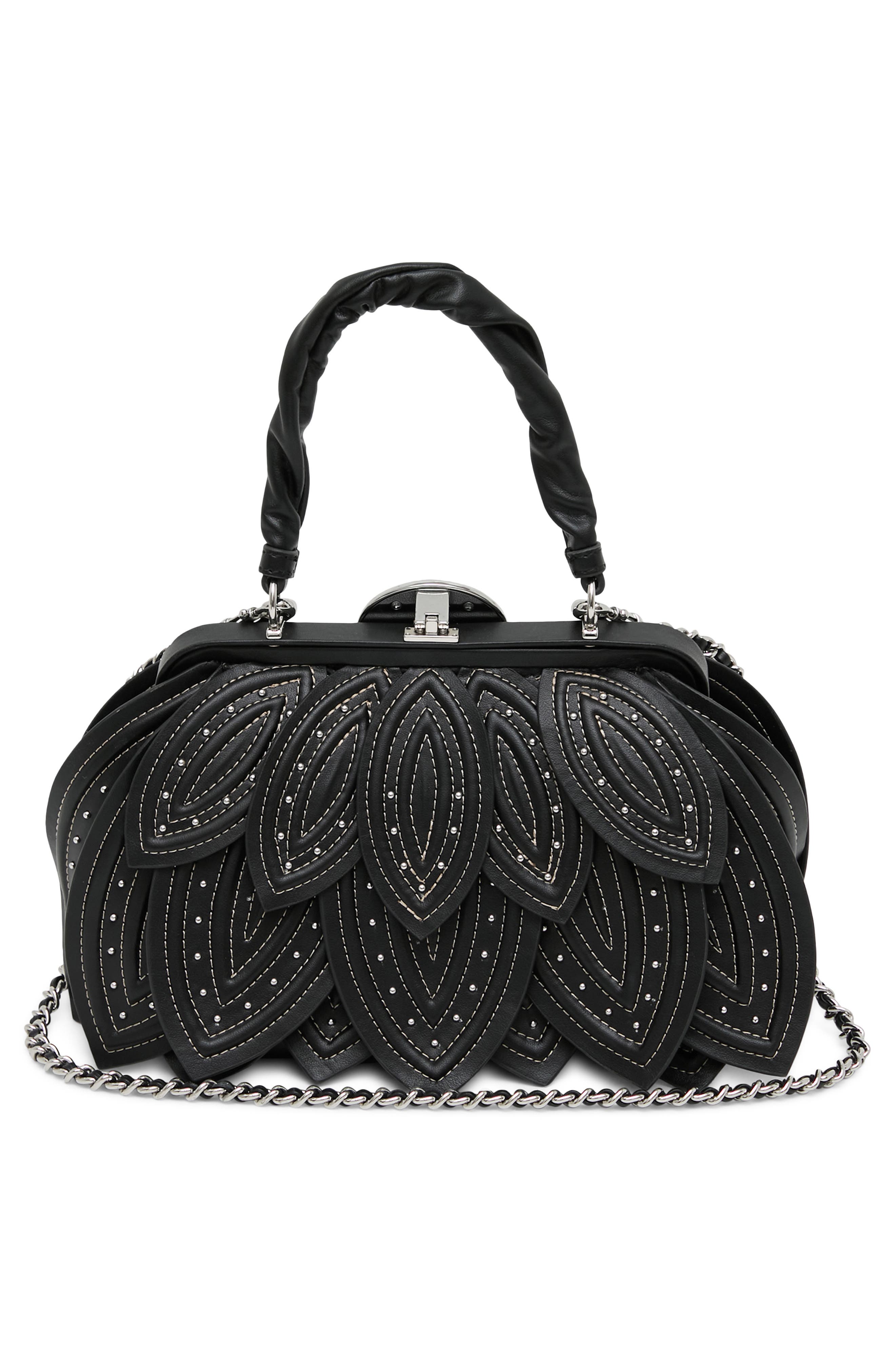 AIMEE Petal Top Handle Bag, Alternate, color, Black Studded