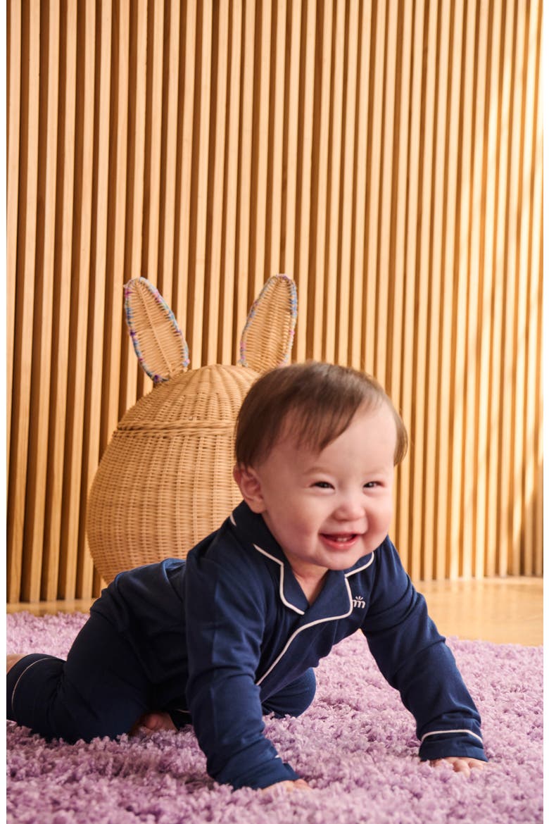 Kids' Fleece Pant Romper, Alternate, color, NAVY
