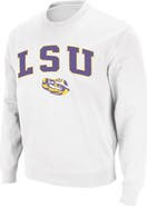 COLOSSEUM Men's Colosseum White LSU Tigers Arch & Logo Crew Neck Sweatshirt