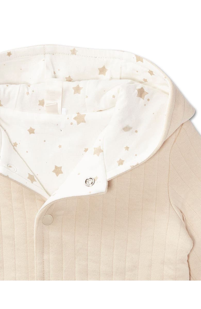 MiniMoi Toddler Hooded Reversible Cotton Rich Star-Print Quilted Jacket, Alternate, color, Oatmeal-Winter White