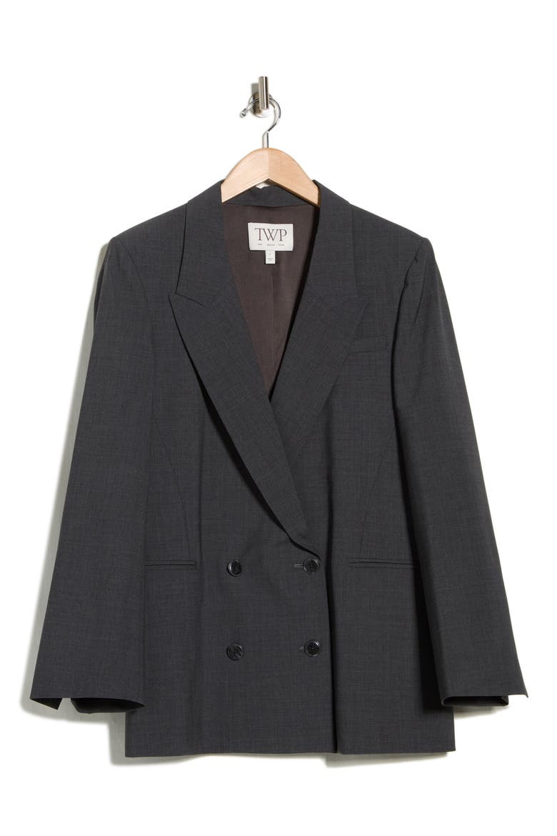 Tabitha Double Breasted Wool Blend Blazer, Alternate, color, DARK CHARCOAL
