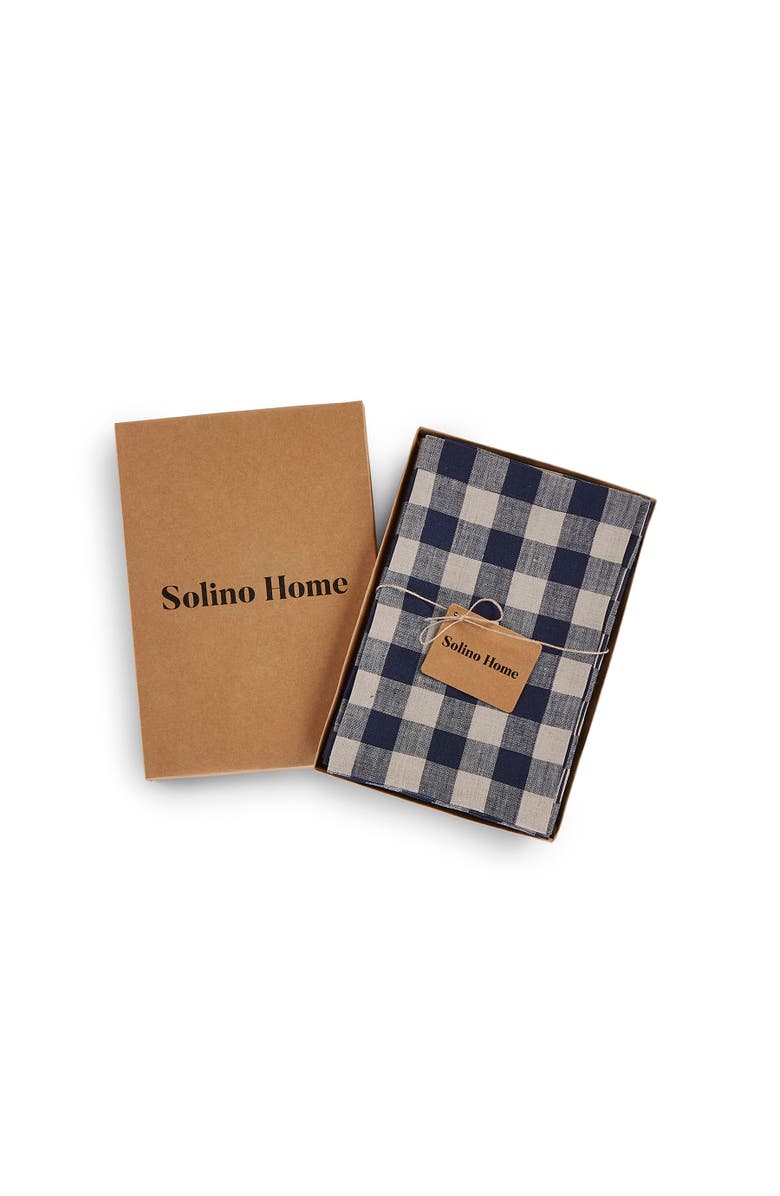 Solino Home Linen Dinner Napkins - Morgan Check, 20" x 20" Inch, Alternate, color, Navy And Natural