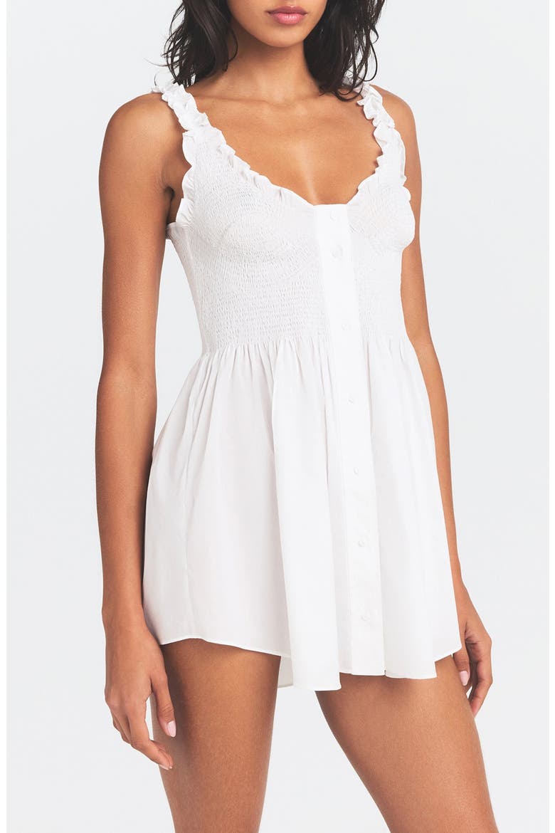 Poplin Apparel Smocked Minidress, Main, color, SNOW