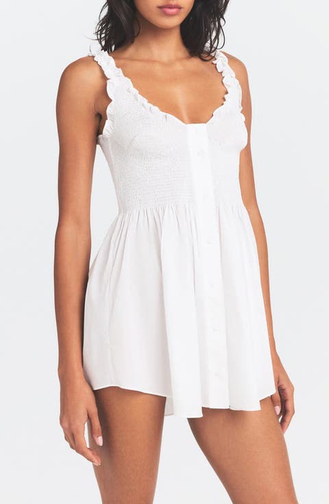 Poplin Apparel Smocked Minidress
