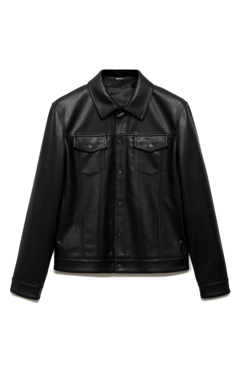 MANGO Faux Leather Jacket, Alternate, color,