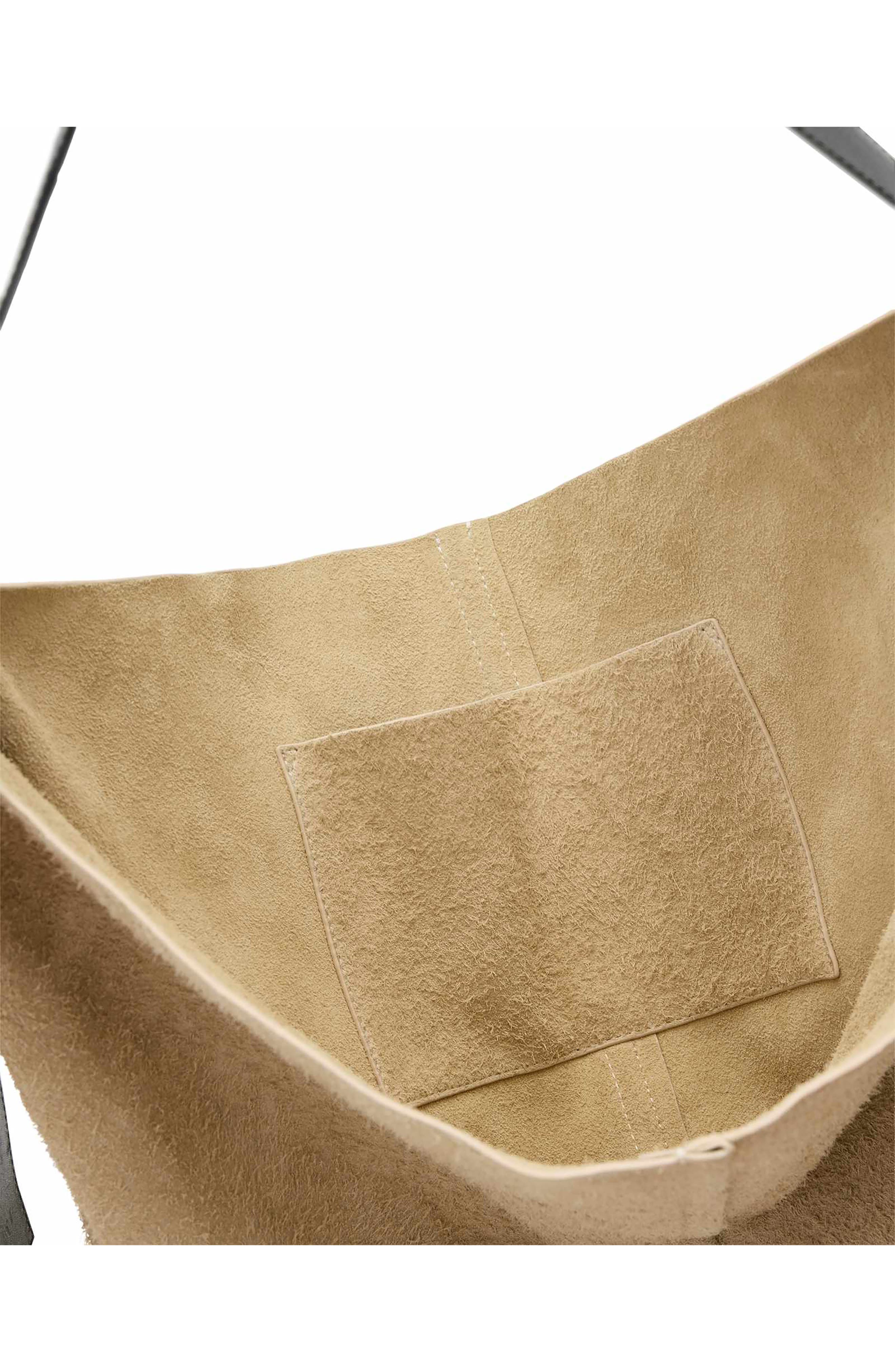 AllSaints Asha Suede Shoulder Bag, Alternate, color, Sahara White