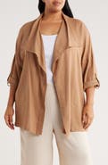 MAX STUDIO Draped Collar Linen Blend Jacket