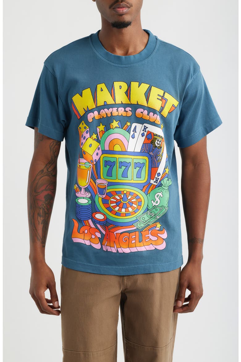Players Club Cotton Graphic T-Shirt, Main, color, PEBBLE BLUE