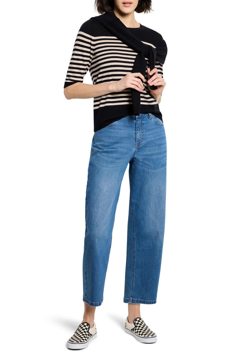 NIC+ZOE Stripe Cotton Blend Sweater, Alternate, color, Black Multi