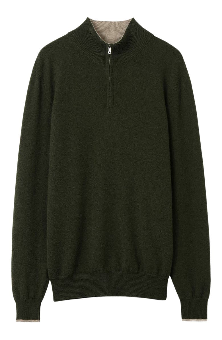 GOBI Mongolian Cashmere Half-Zip Cashmere Sweater, Main, color, Capulet Olive