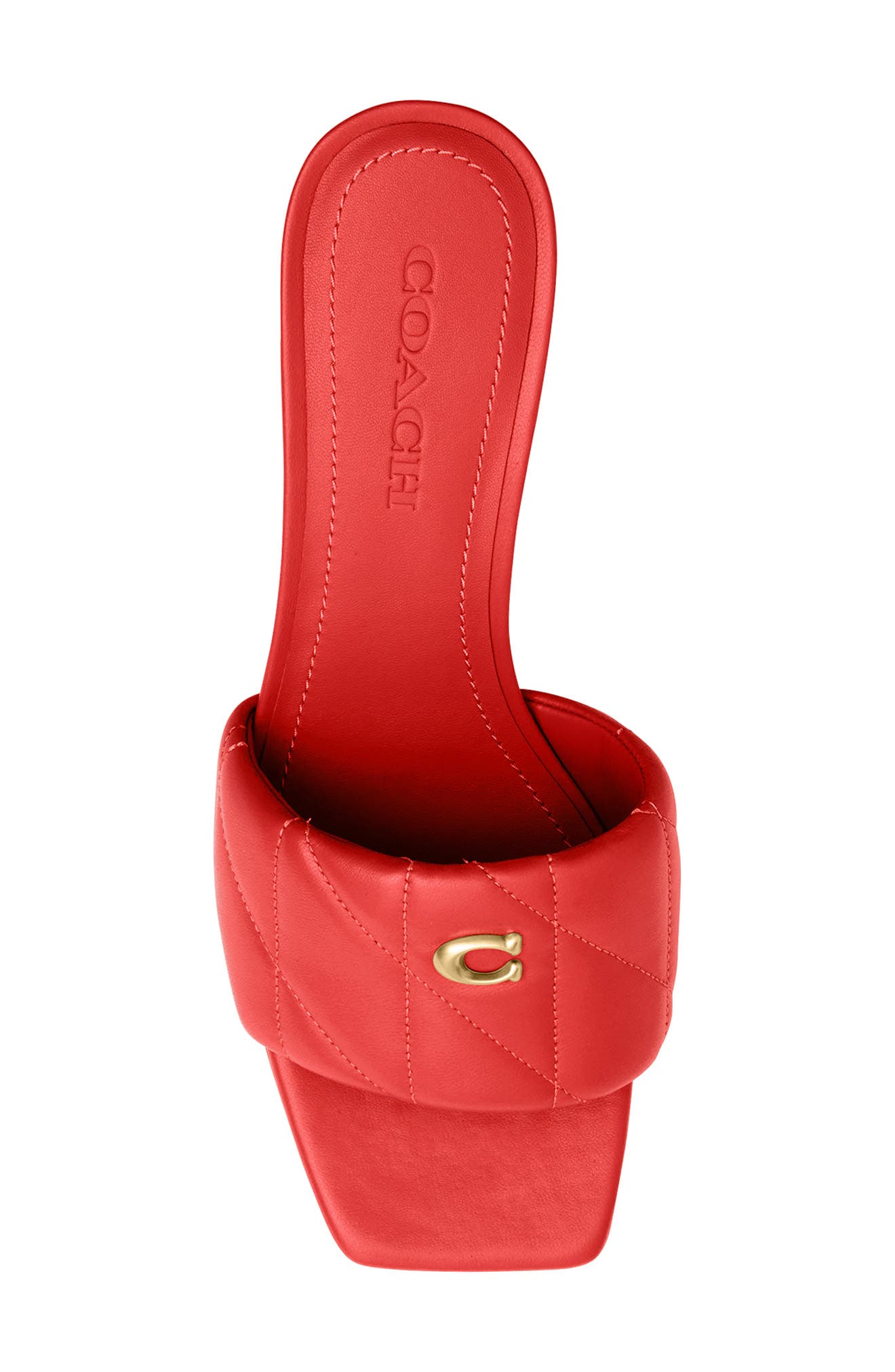 Quilted Leather Block Heel Sandal, Alternate, color, SPORT RED