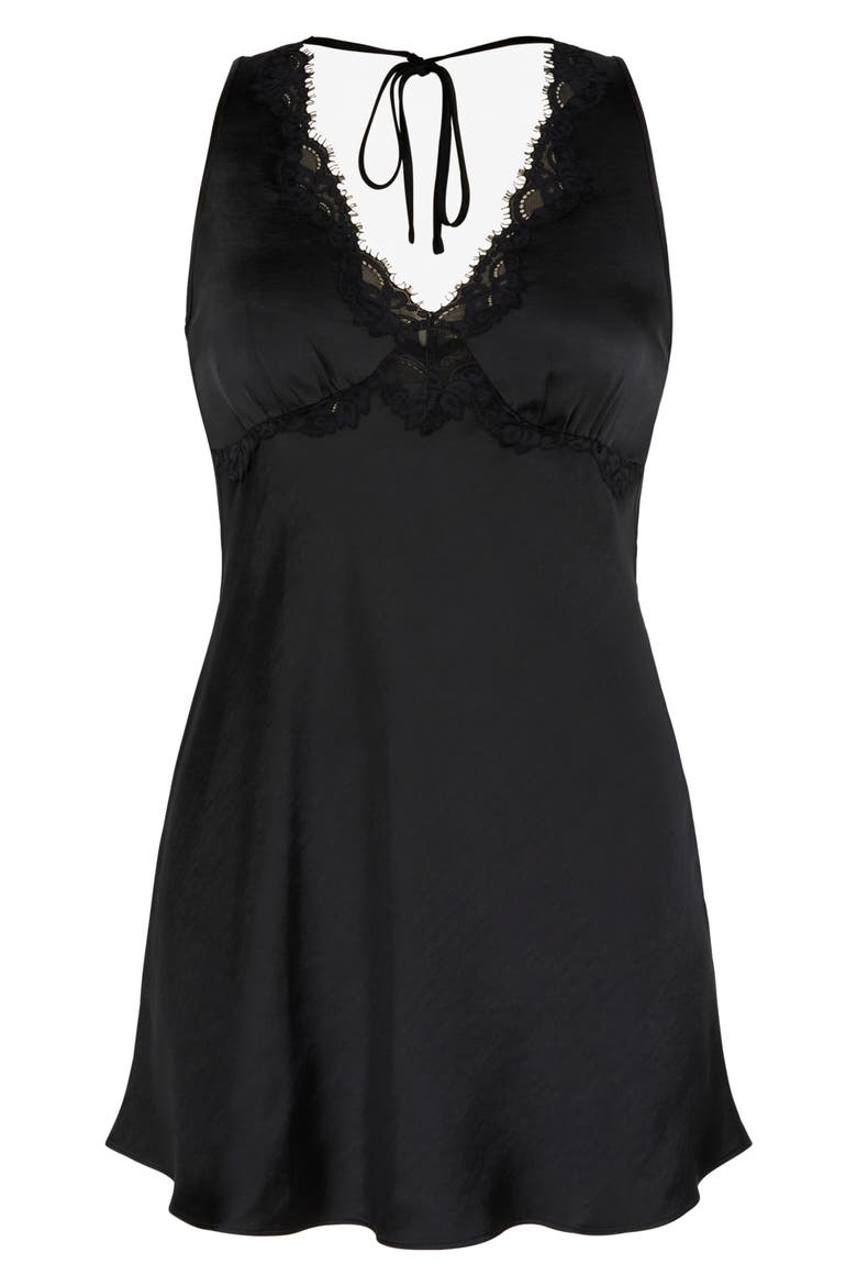 Noir Satin Minidress, Alternate, color, BLACK CAVIAR