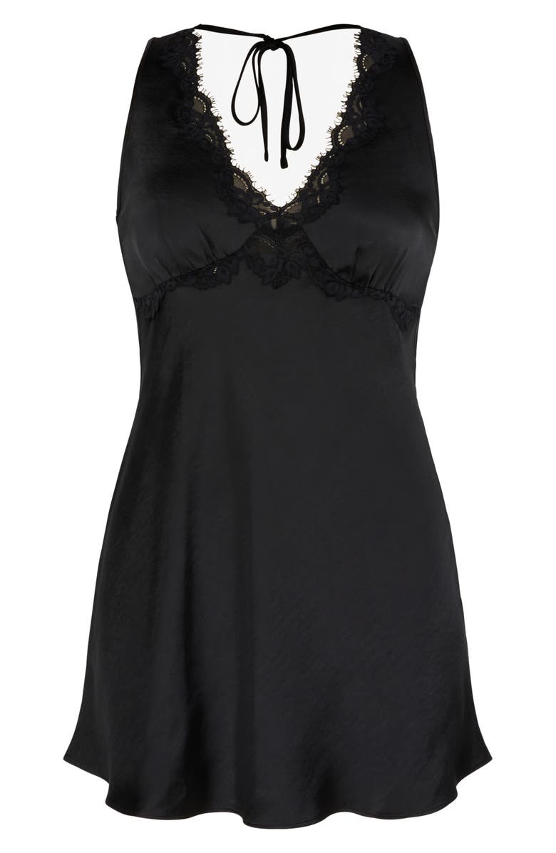 SAVAGE X FENTY Noir Satin Minidress, Alternate, color, Black Caviar