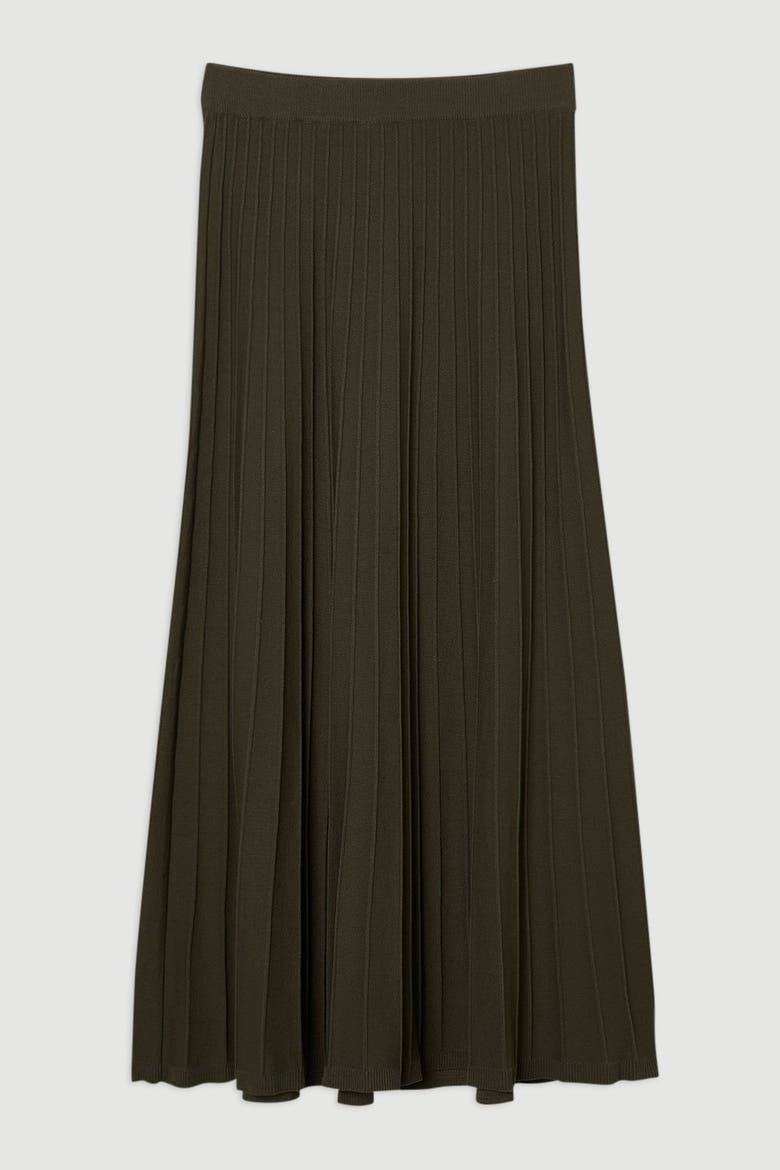 Textured Knit Full Midi Skirt, Alternate, color, Olive