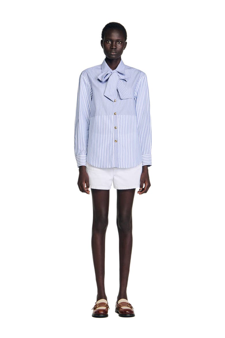 Striped shirt with removable tie, Alternate, color, Blu / white