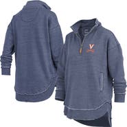 PRESSBOX Women's Pressbox Navy Virginia Cavaliers Northfork Sojourn Poncho Quarter-Zip Sweatshirt