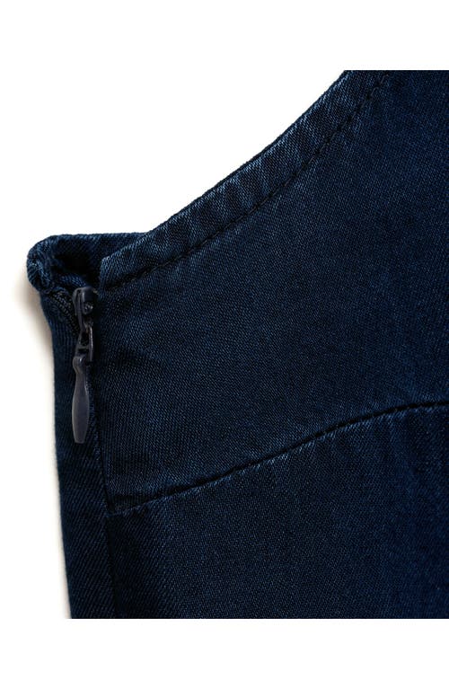 Mango Gathered One-shoulder Denim Top In Blue