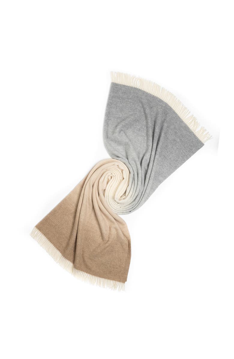 Prince of Scots Whisper Ombre Merino Wool Throw, Alternate, color, Fog