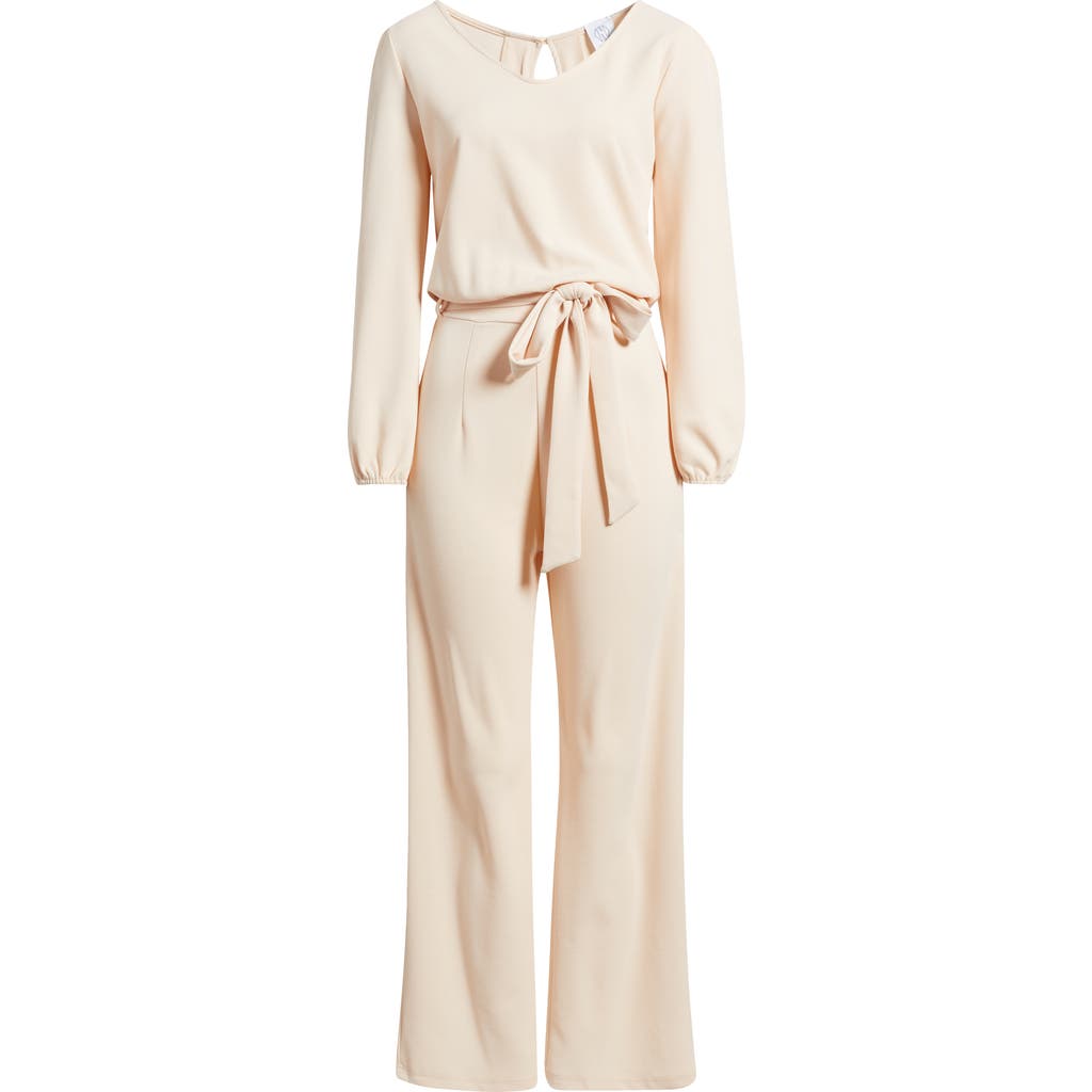 Nikki Lund Aileen Long Sleeve Jumpsuit In Beige