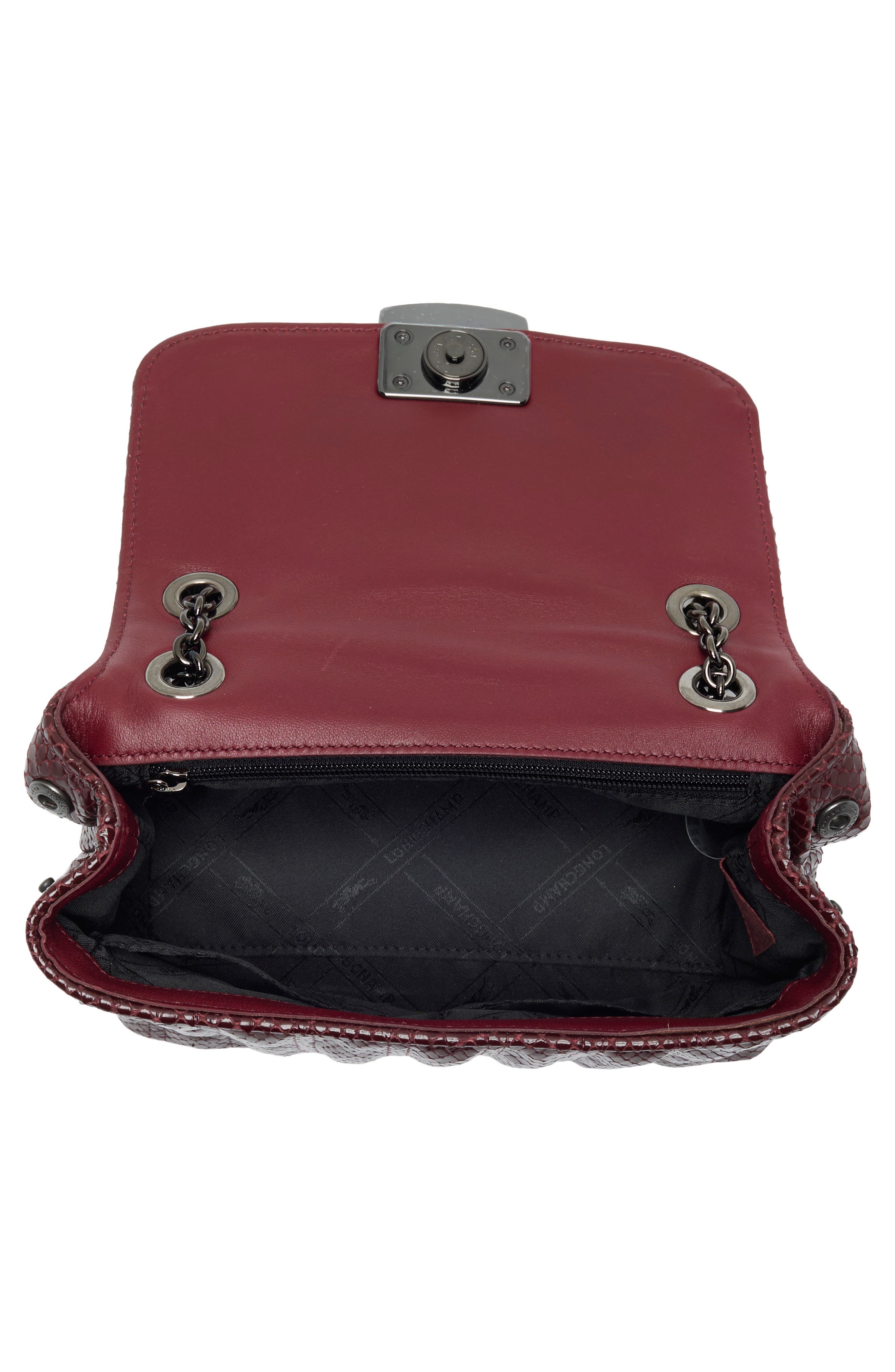 Brioche Snakeskin Embossed Leather Crossbody Bag, Alternate, color, BURGUNDY