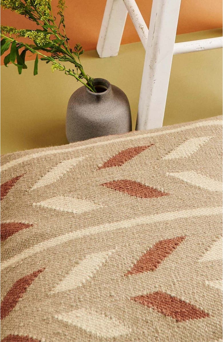 Studio Variously Ero Green Brown Geometric Pattern Hand-woven Jute Cotton Large Pillow, Alternate, color, 