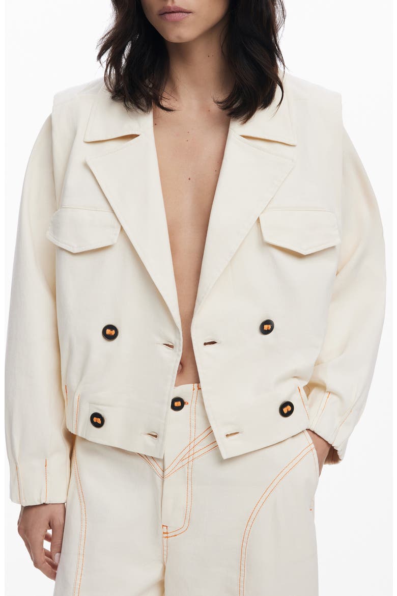 Double Breasted Crop Jacket, Main, color, LIGHT BEIGE