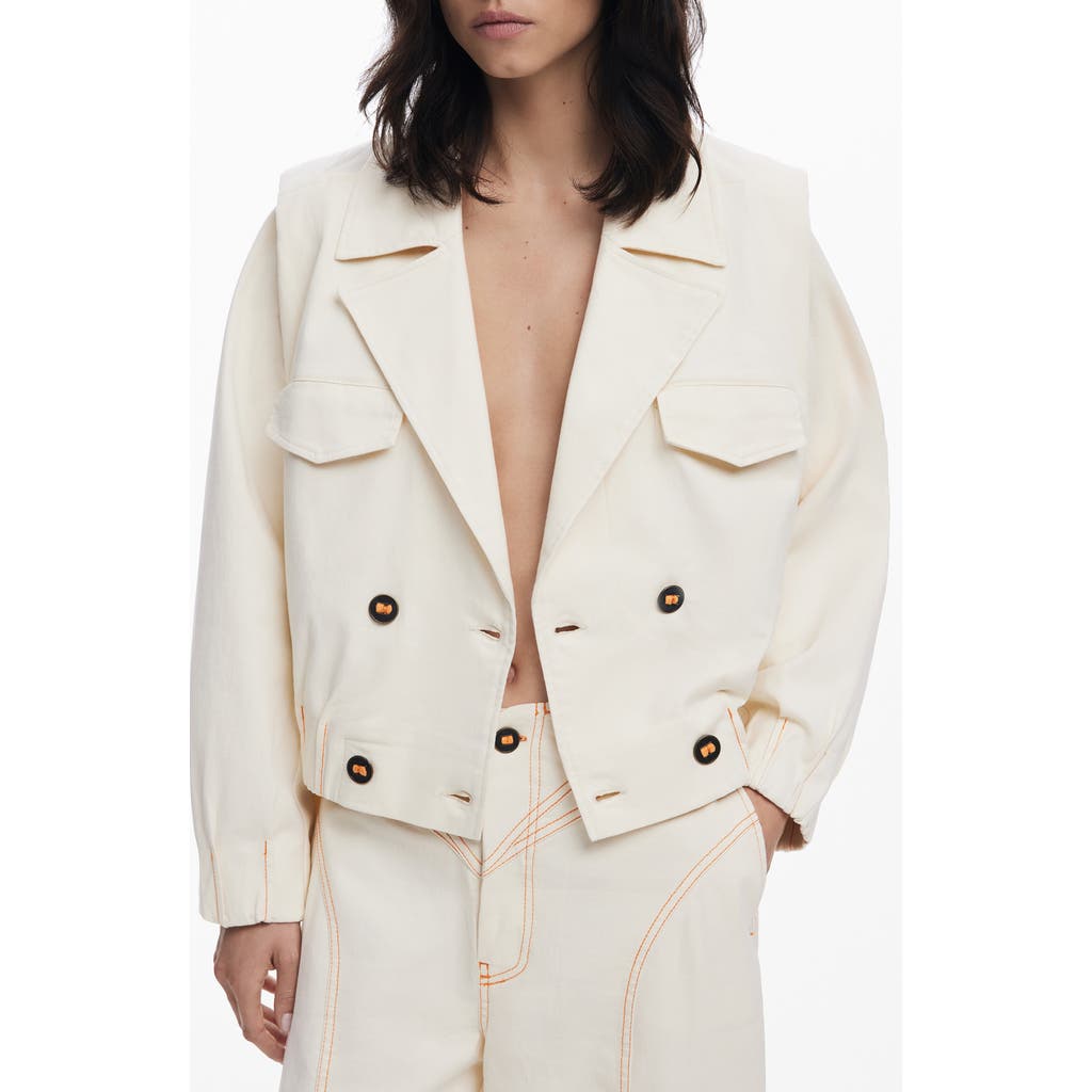 Ksubi Desigual Double Breasted Crop Jacket in Light Beige at Nordstrom, Size Small