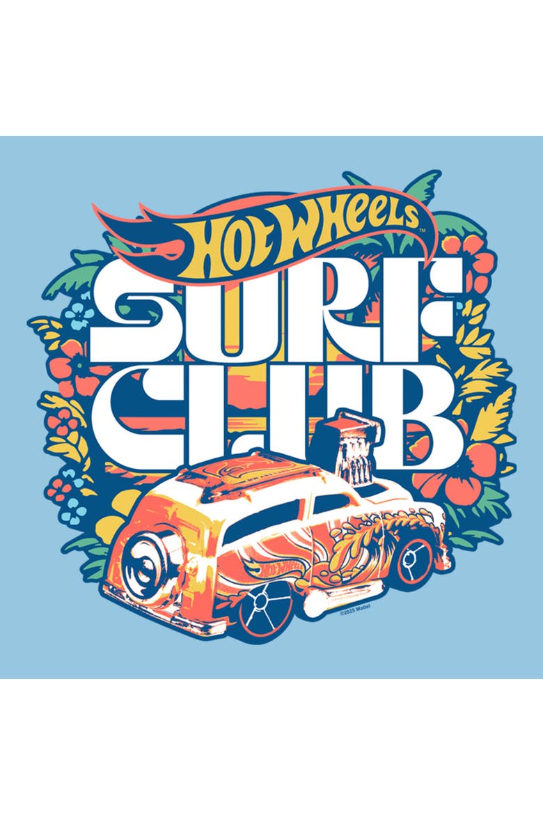 Boy's Hot Wheels Floral Surf Club Badge  Graphic T-Shirt, Alternate, color, Light Blue