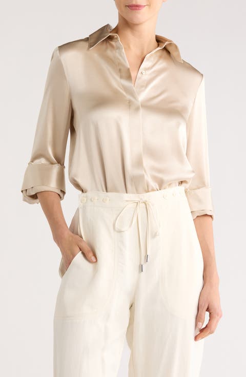The Boyfriend Silk Satin Button-Up Shirt