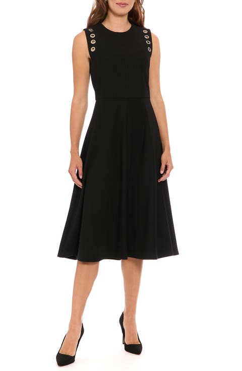 Ottoman Grommet Sleeveless Midi Dress